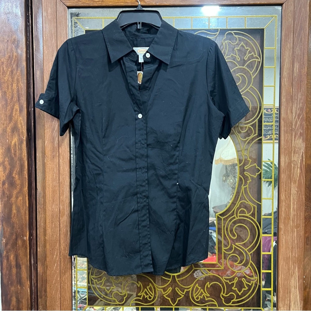 Talbots Short Sleeve Collar Shirt - Black
